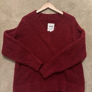 Aerie Deep Red V-Neck Sweater